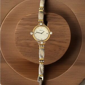 BRIGHTON “Costa Mesa” Wmns Watch Gold & Silver-Tone Round Face W/ Rhinestones